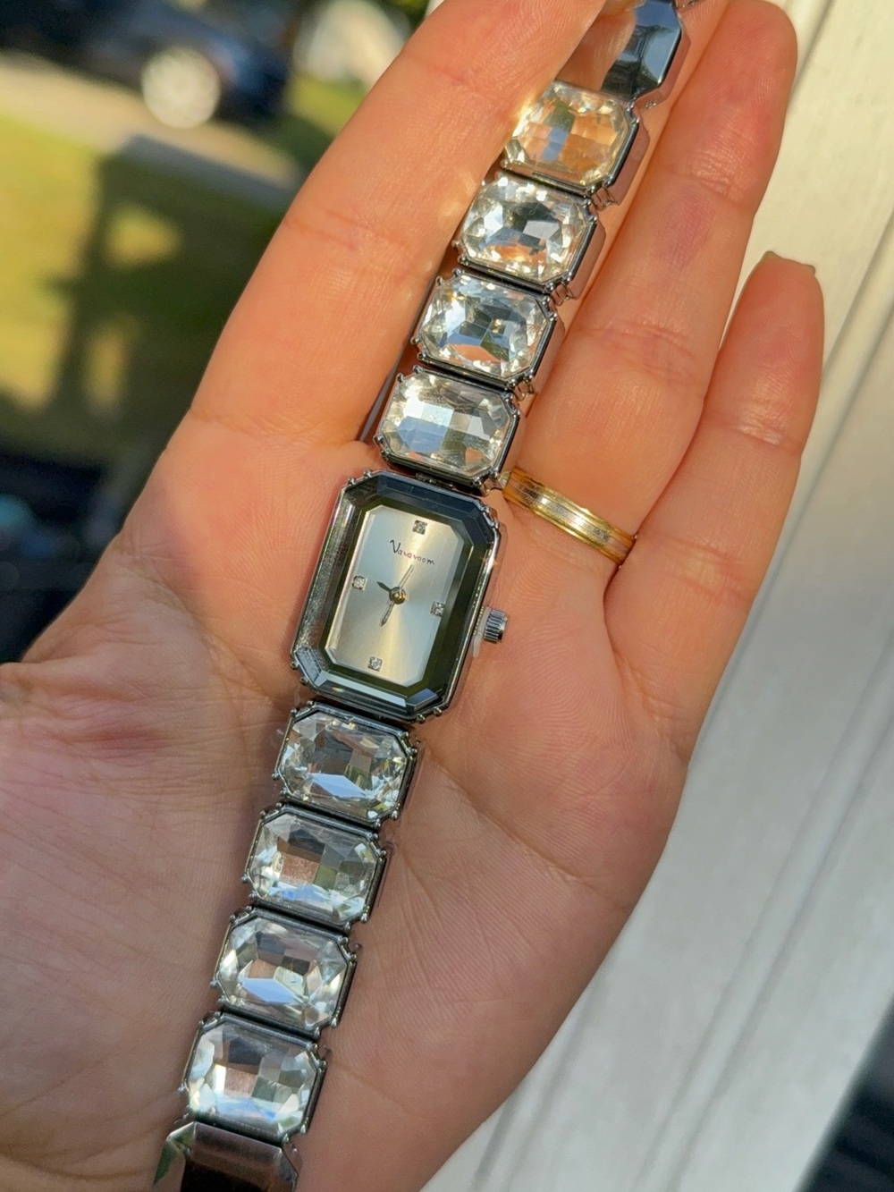 Silver Crystal-Linked Women's Bracelet Watch
